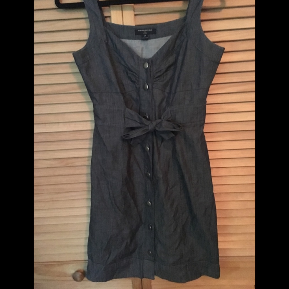 button front denim sundress